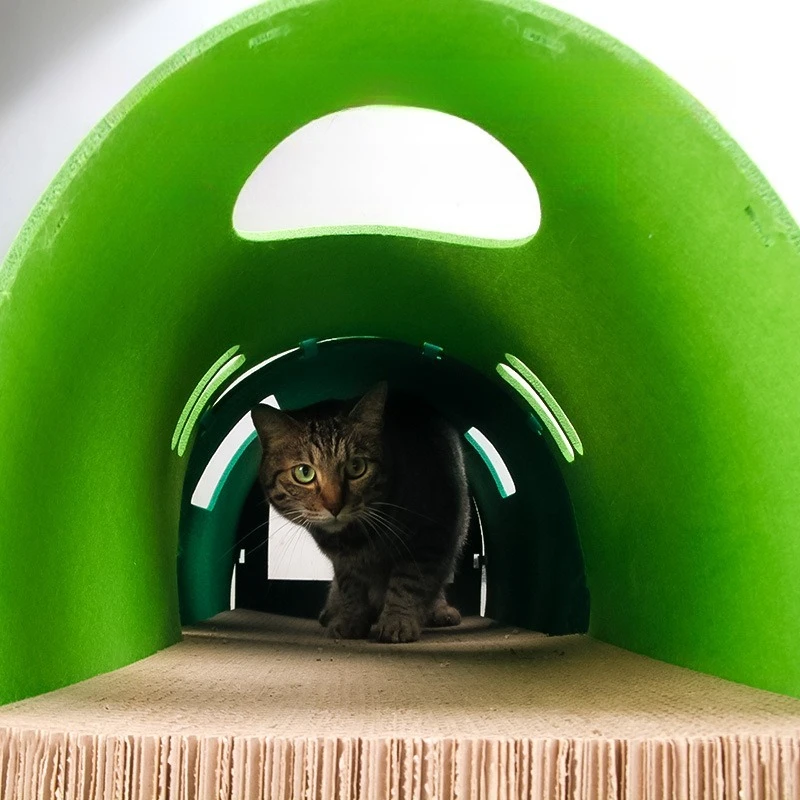 Juguetes de túnel de fieltro para gatos, raspador de juguete para gatos, accesorios creativos para cama de Catnap para gatitos, juguetes transpirables para entrenamiento de gatos, gimnasio, casa para gatitos - imagen 3