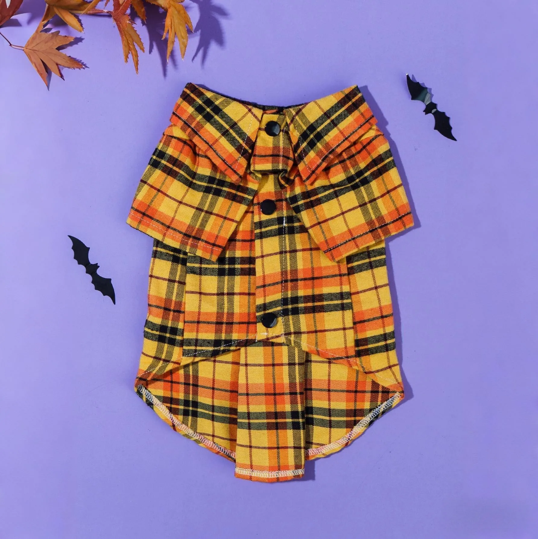 Ropa para mascotas, camisas de Halloween, ropa para perros y gatos, vestido de vacaciones, divertido patrón a cuadros, pecho abierto, fácil de usar y quitar - imagen 4