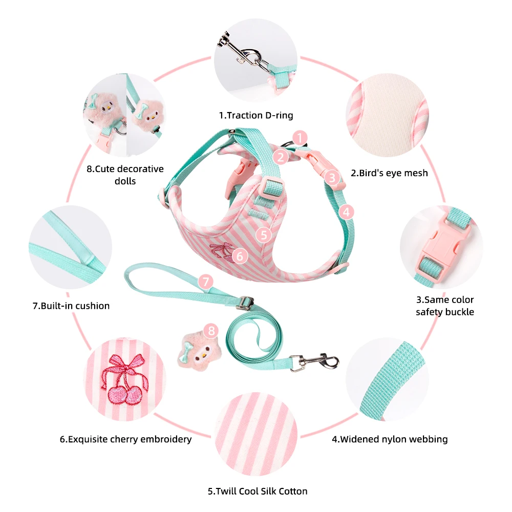 Nuevo Arnés para perros de estilo coreano con diseño de bloques de Color, chaleco ligero transpirable para mascotas para perros pequeños Bichon que caminan - imagen 4