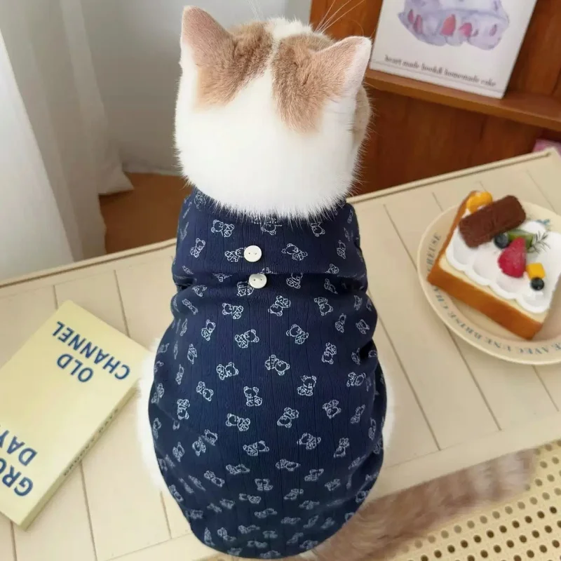 Camisa suave y cálida para perros, ropa a la moda para perros, camisa con parte inferior para cachorros y mascotas, jerséis con estampado de oso para gatos, sudaderas para mascotas, ropa para caniche - imagen 4