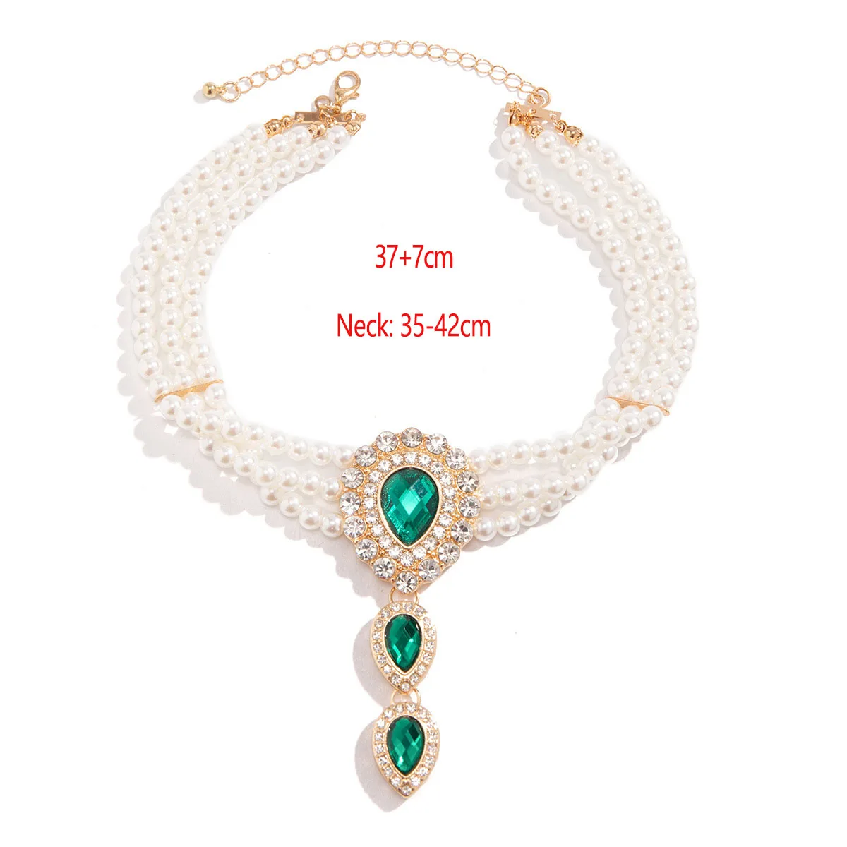 Collar ajustable para perros, accesorios de joyería de cristal de lujo, Collar para mascotas con diamantes de imitación de perlas de 3 filas y piedras preciosas para perros pequeños y medianos - imagen 3