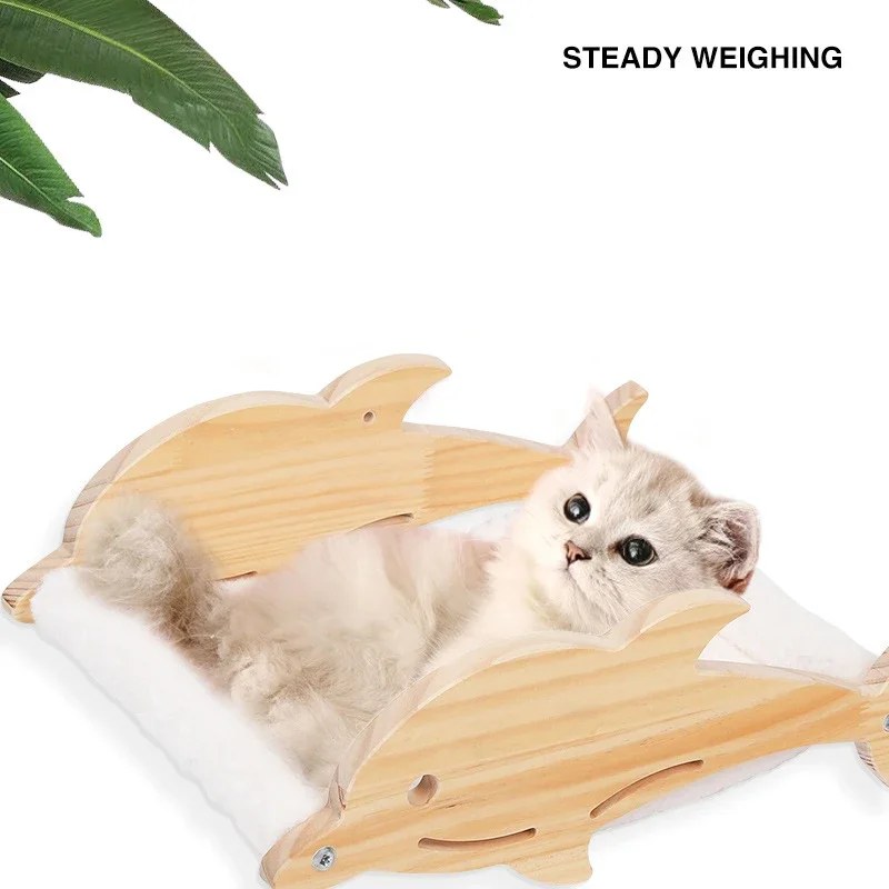 Muebles para gatos, cama de madera montada en la pared para gatos, poste rascador, hamaca colgante de pared, casa para dormir, juguete para gatos, productos para mascotas - imagen 4