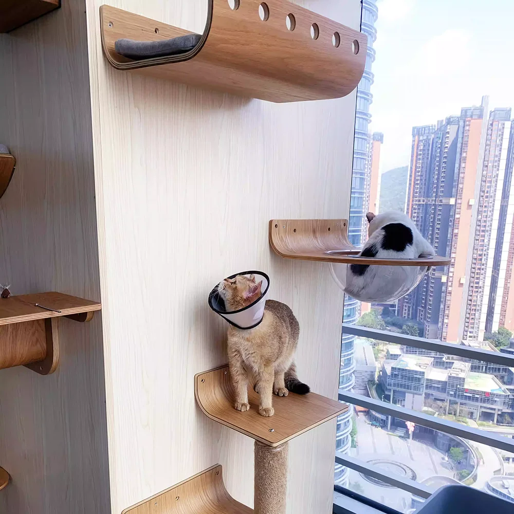 Muebles para gatos montados en la pared, rascador, hamaca, casa oculta, puente, estantes de escalada para gatos, gimnasio, parque infantil, juguete de molienda de garra - imagen 5