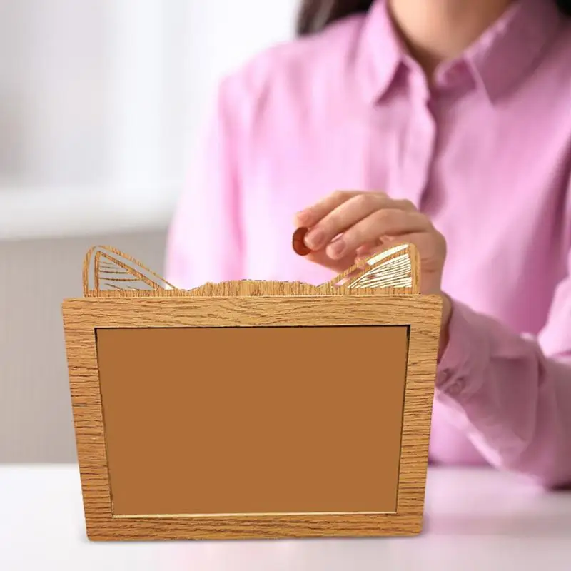 Caja de ahorro de dinero de madera con bolígrafo grabable, planificador de presupuesto de ahorro de dinero para sala de estudio, habitación de niños, dormitorio - imagen 5