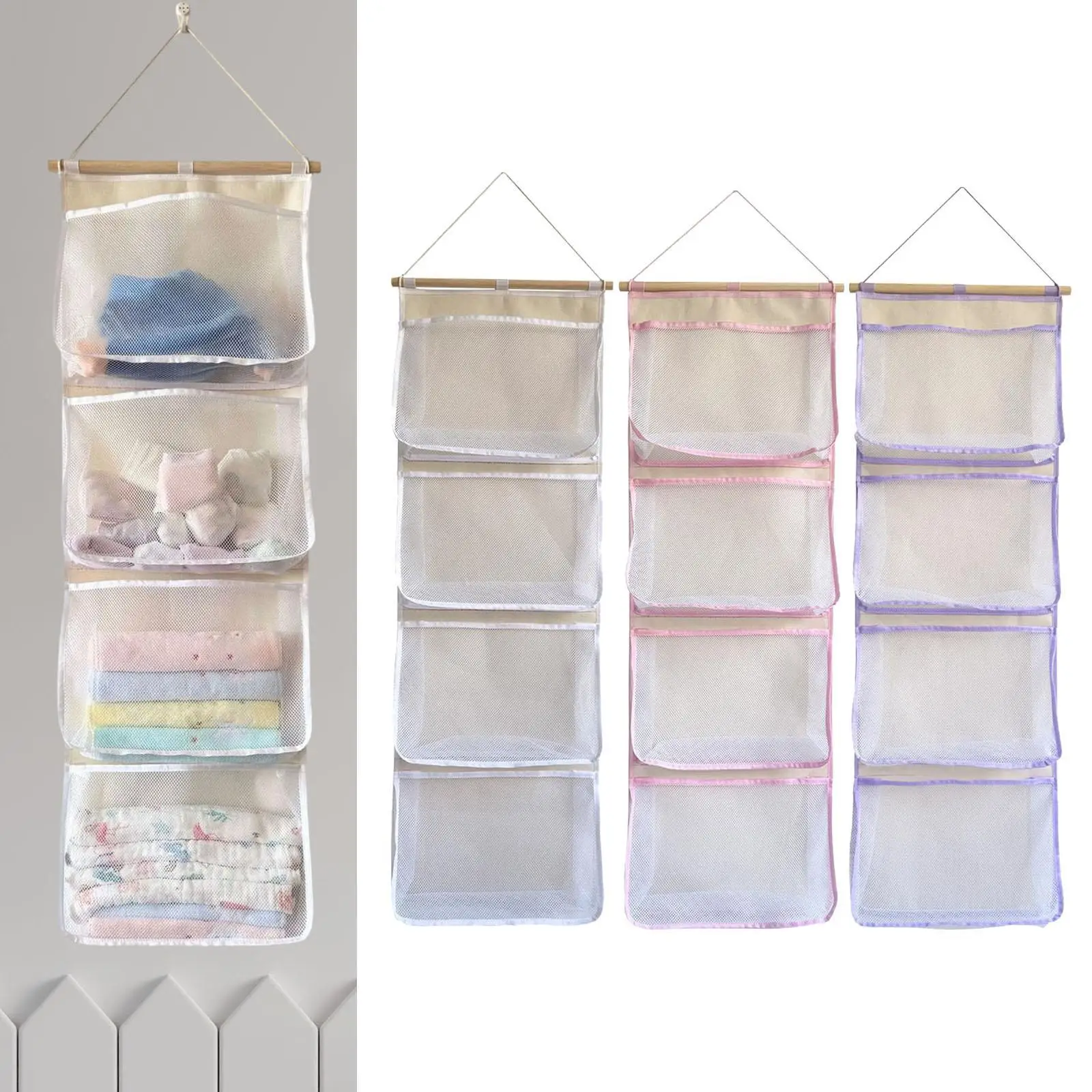 Organizador sobre la puerta, almacenamiento de animales de peluche, ventana transparente, red de almacenamiento colgante, juguete