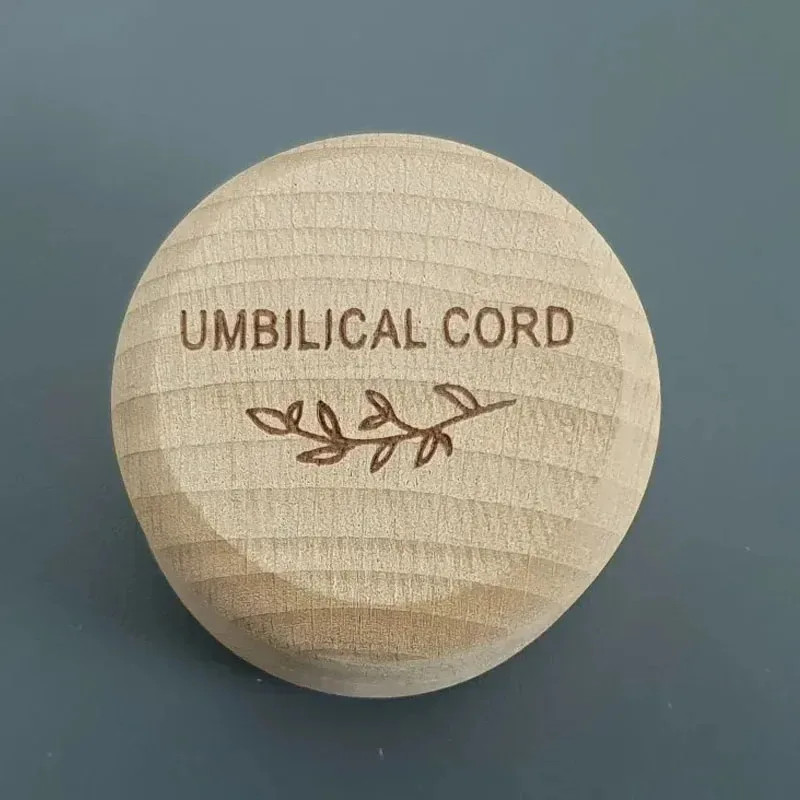 Caja conmemorativa de madera para bebé, almacenamiento de cordón umbilical de dientes de pelo fetal tallado, exquisito regalo de bautizo para recién nacido para cerecer precioso - imagen 3