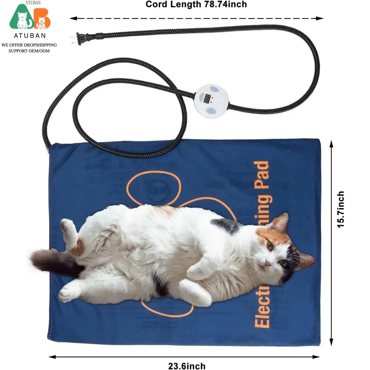 Almohadilla calefactora para mascotas, almohadilla calefactora ajustable con temperatura mejorada de 23x17 pulgadas para perros y gatos, impermeable, almohadilla calefactora eléctrica para perros y gatos - imagen 3