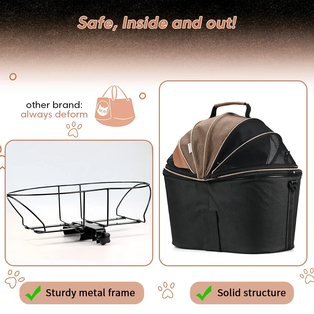 Cesta trasera acolchada cómoda para bicicleta, cesta para asiento de viajero para mascotas, fácil de instalar - imagen 5