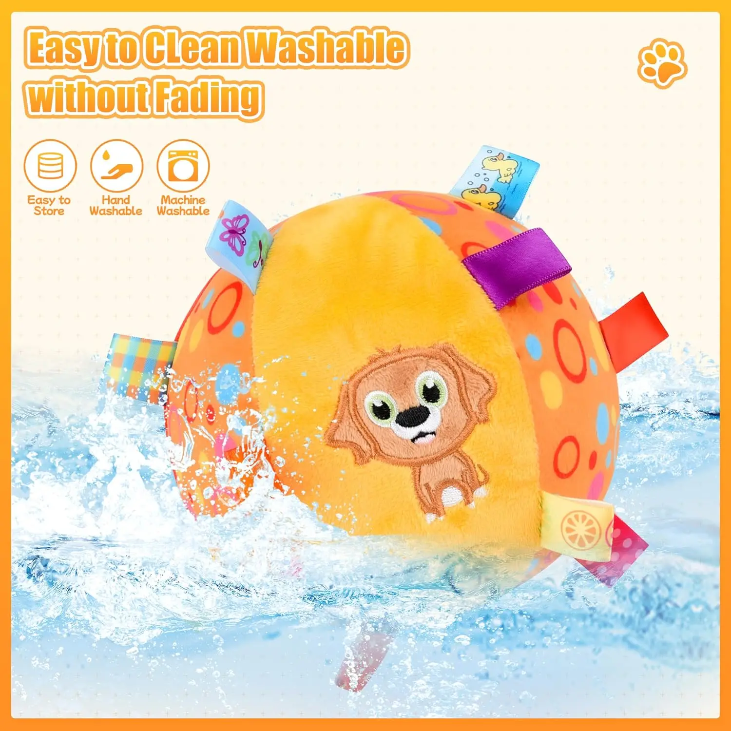 Squeaker-pelota de peluche para perro, juguete de masticar relleno de algodón suave de 6 pulgadas, entrenamiento, descompresión, juguetes interactivos para perros de todos los tamaños - imagen 5