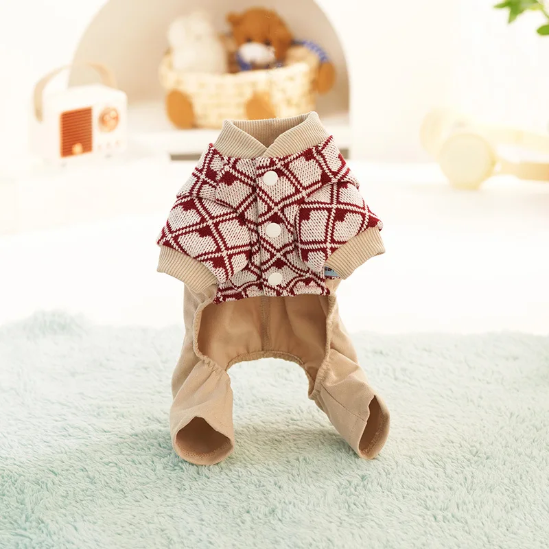 Mono de punto con bolsillo para mascotas, conjunto de una sola capa, monos bonitos para mascotas, pantalones de cuatro patas, ropa para cachorros, pijama, ropa para perros pequeños - imagen 3