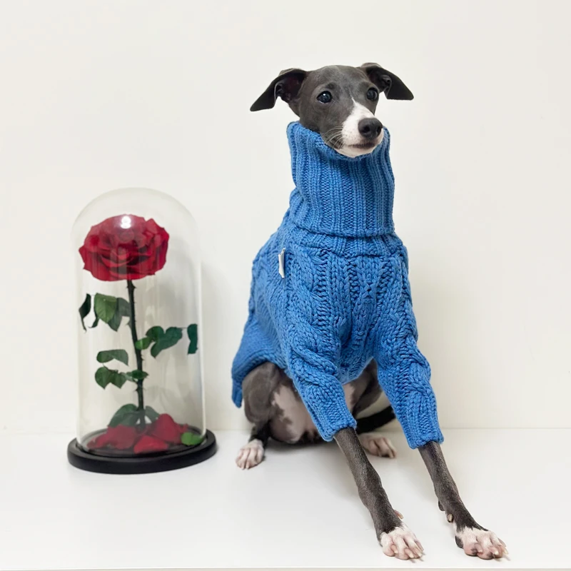 Suéter grueso cálido de invierno para mascotas, ropa elegante de cuello alto para galgo italiano, ropa Whippet - imagen 2