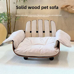 Sofá-cama de madera natural para gatos y perros - Cómodo y resistente