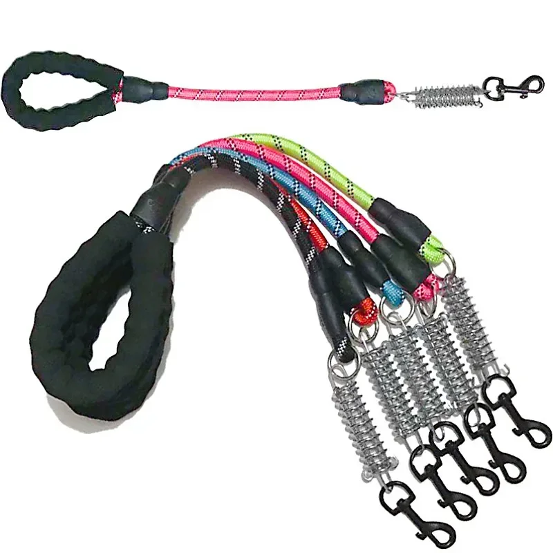 Correa para perro, correas cortas para perros, cadena de resorte de acero inoxidable para perros, correa reflectante de nailon para caminar para perros grandes, cuerda de 60cm, suministros para mascotas - imagen 3