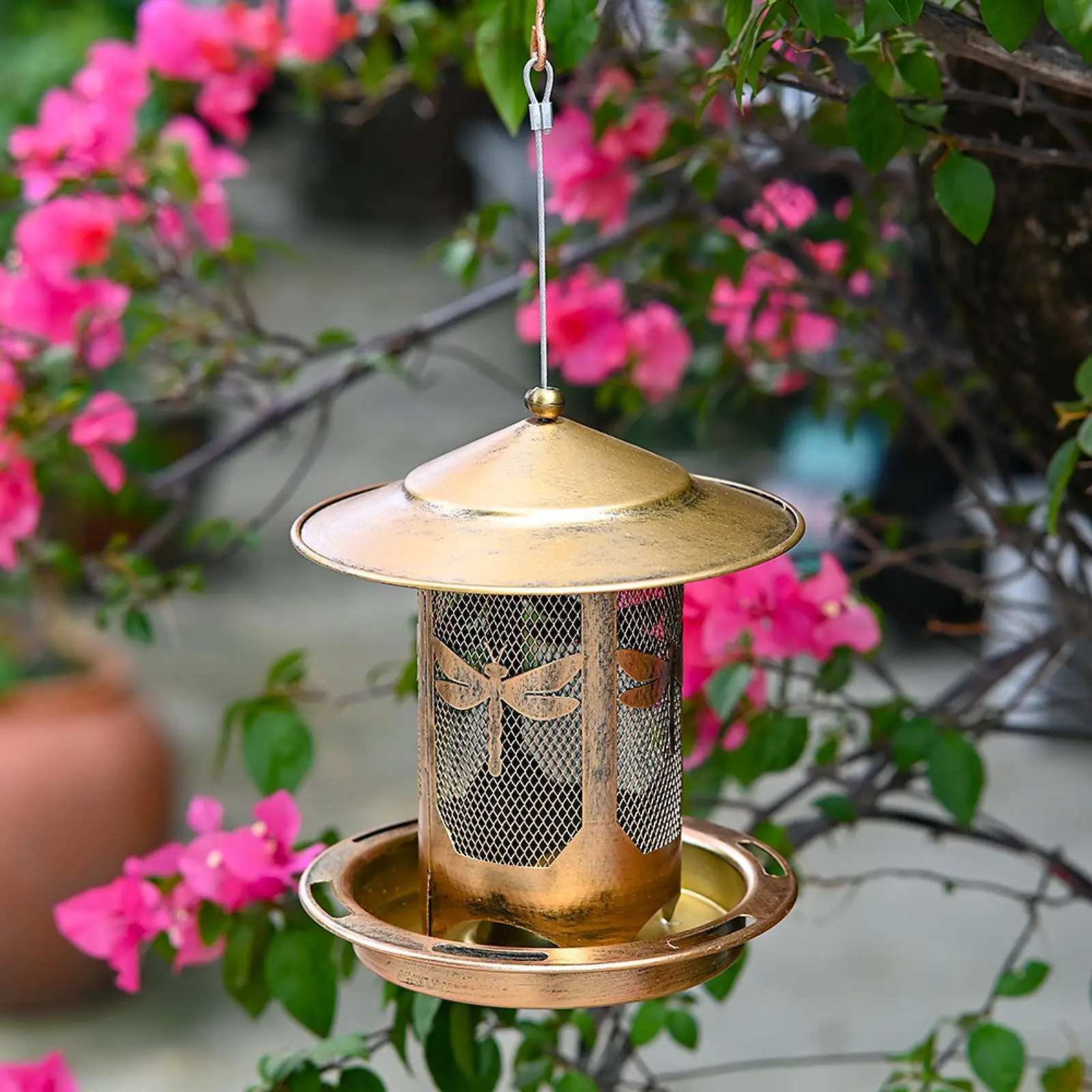Hanging Bird Feeder Ornament Creative Easy to Use Decorative Accessories Decoration Feeding Tool for Outside Backyard Garden