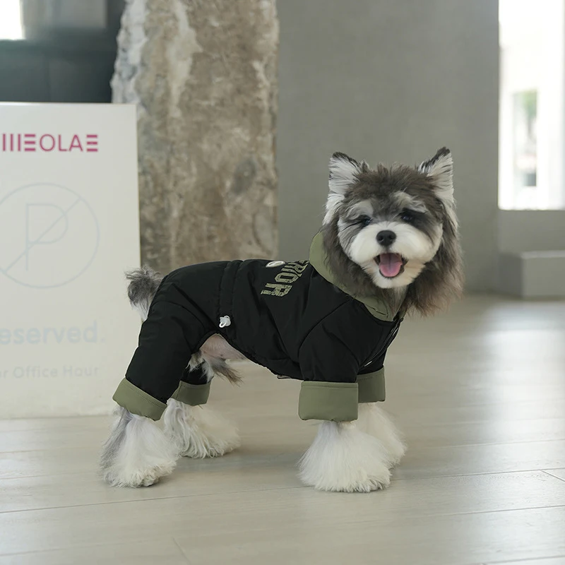 Ropa de otoño e invierno para perros pequeños, abrigo cálido acolchado para exteriores para mascotas, monos para perros, traje impermeable para cachorros para Schnauzer Bichon - imagen 5