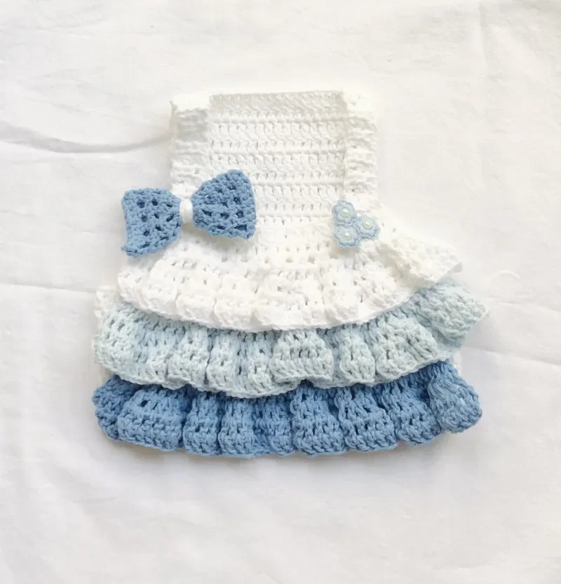 Falda con tirantes de cereza tejida con lazo de primavera para perros y gatos, falda con tirantes de punto bonita, ropa para perros, chaleco para perros, disfraz para perros - imagen 2