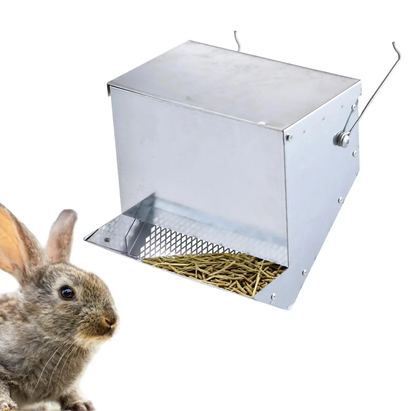 Comedero para animales, tamiz, jaula inferior, alimentador para conejos, accesorios dispensadores de alimentos para pollo, erizo, conejillos de indias, otros animales pequeños