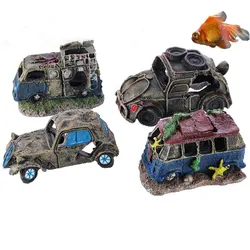 Decoración para acuario estilo autobús vintage - Rocas de resina
