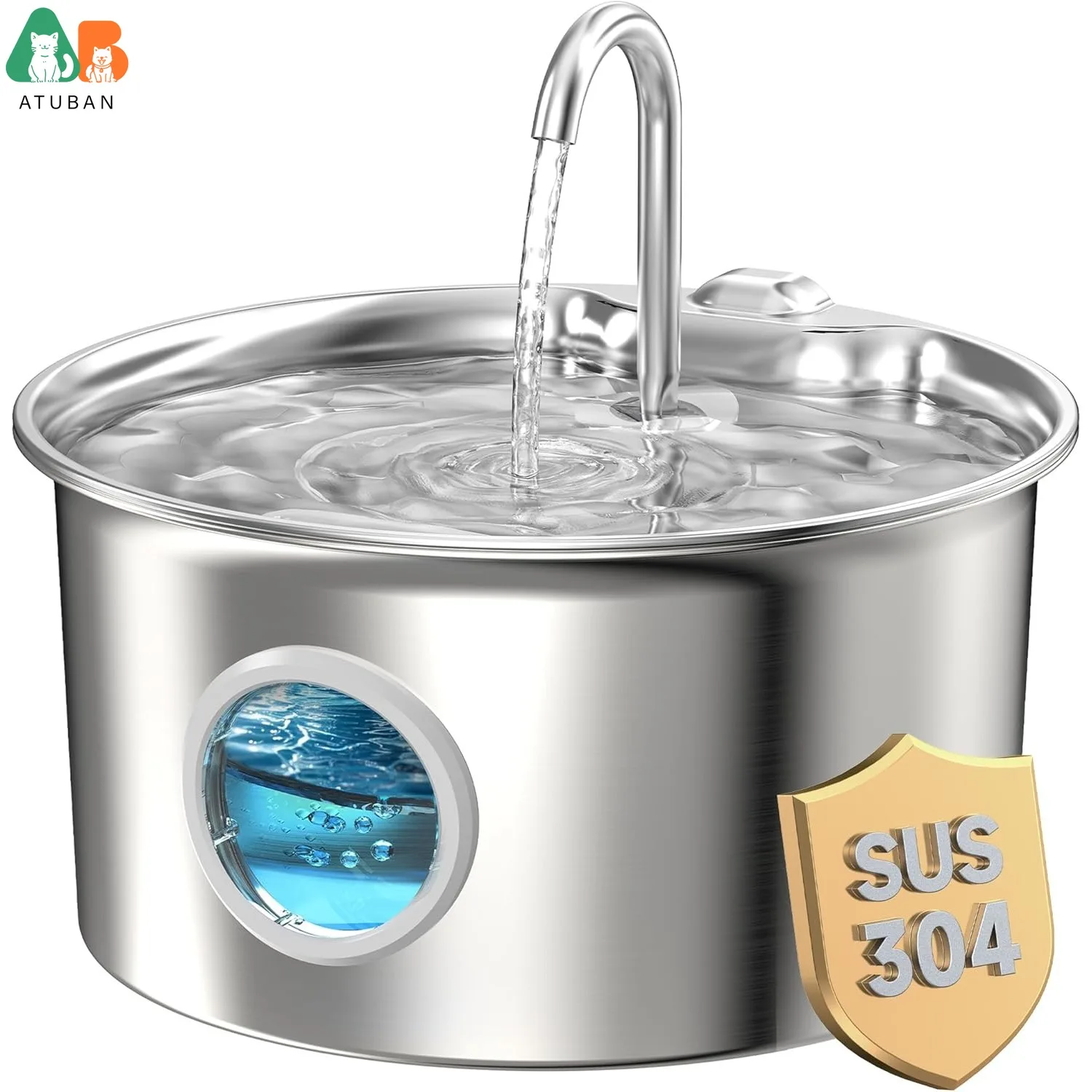 Fuente de agua inoxidable silenciosa para gatos y perros – Bebedero