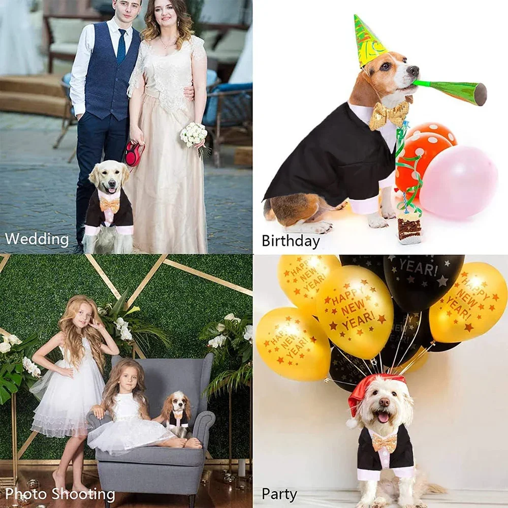 Chaquetas de boda para mascotas, traje para perros con pajarita, ropa Formal para cachorros, camisa de esmoquin, ropa de caballero para perros pequeños y medianos y gatos
