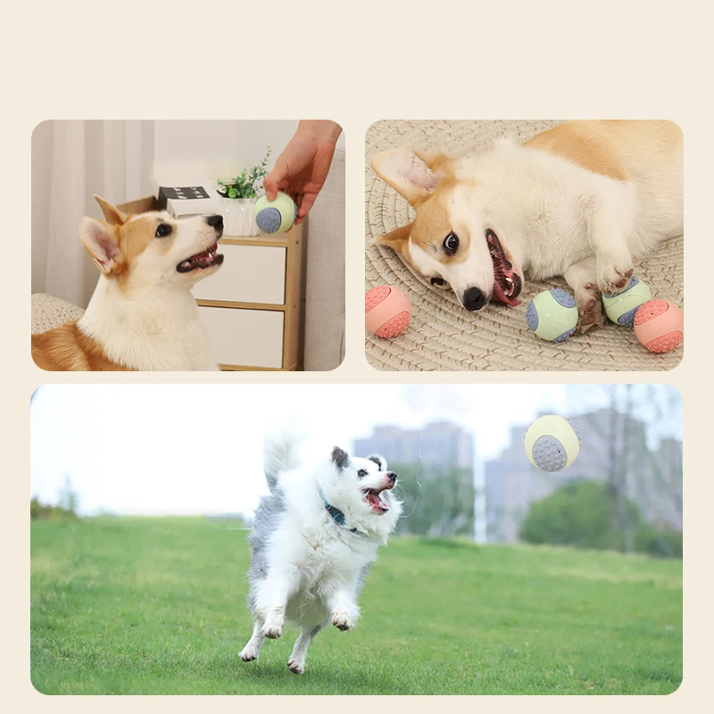 HOOPET-pelota interactiva resistente a las mordeduras para perros pequeños, juguete para masticar con sonido, Limpieza de dientes, molienda, accesorios para masticar para mascotas - imagen 4