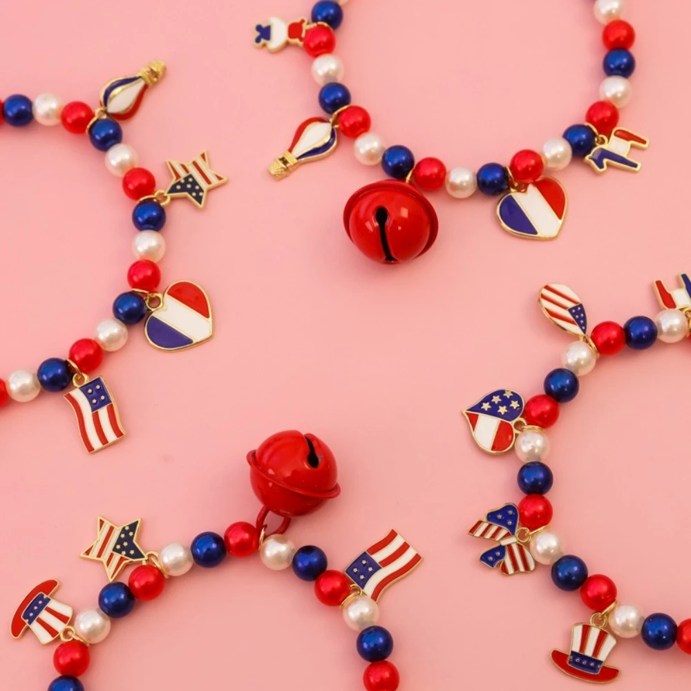 Collar de perlas con bandera EE. UU. para perros y gatos – 4 de julio - imagen 3