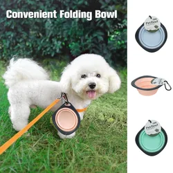 Cuenco pliable de viaje para perros y gatos con silicona