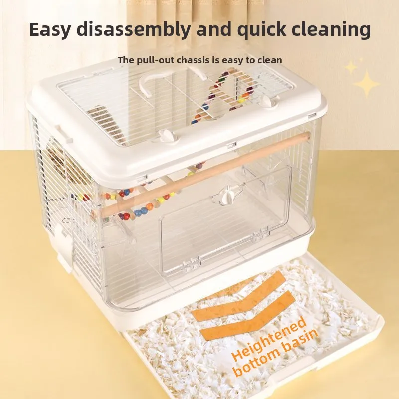 Jaula de acrílico transparente para pájaros, jaula de visualización canaria portátil para loros y periquitos, alambre grande para el hogar, Villa para pájaros, suministros para cría de mascotas - imagen 2