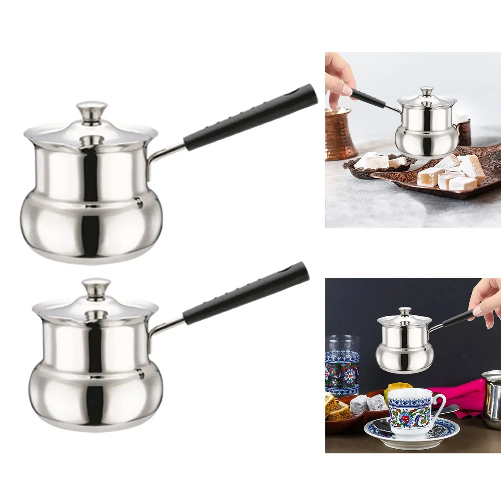Turkish Coffee Pot Universal for Induction Cookers Chocolate Melting Pan Pour over Coffee Kettle for Travel Restaurant Camping