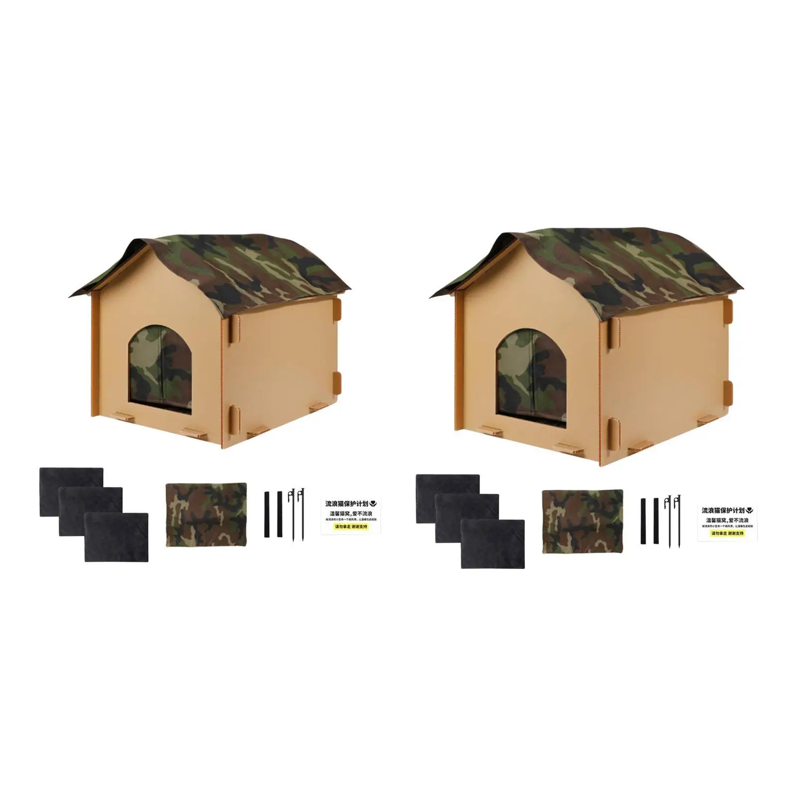 Outside Cat House with Pad Insulated Pet House for Four Season Cat Kitten