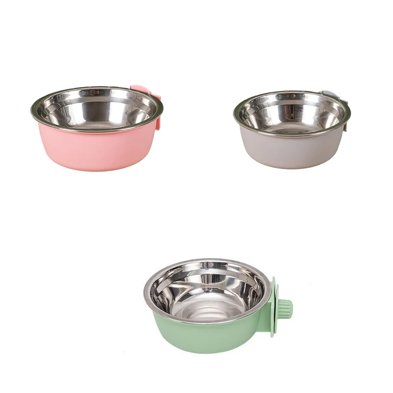 Cuenco para perros, perrera extraíble de acero inoxidable para mascotas, cuenco colgante para comida, alimentador de agua, jaula, taza para cachorros, perros medianos, gatos y conejos