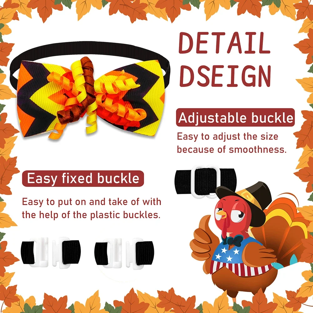 50/100 Uds. Pajarita para perro de Acción de Gracias, Collar de pajarita para perros y gatos, productos de aseo, accesorios de moda para perros, suministros para mascotas - imagen 5