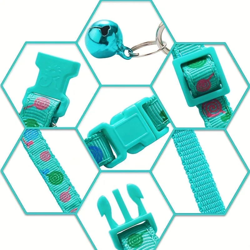 Collar de gato grabado antipérdida con campana, estampado de piruleta, etiqueta de identificación de nombre personalizada, accesorio personalizado para productos para mascotas - imagen 4