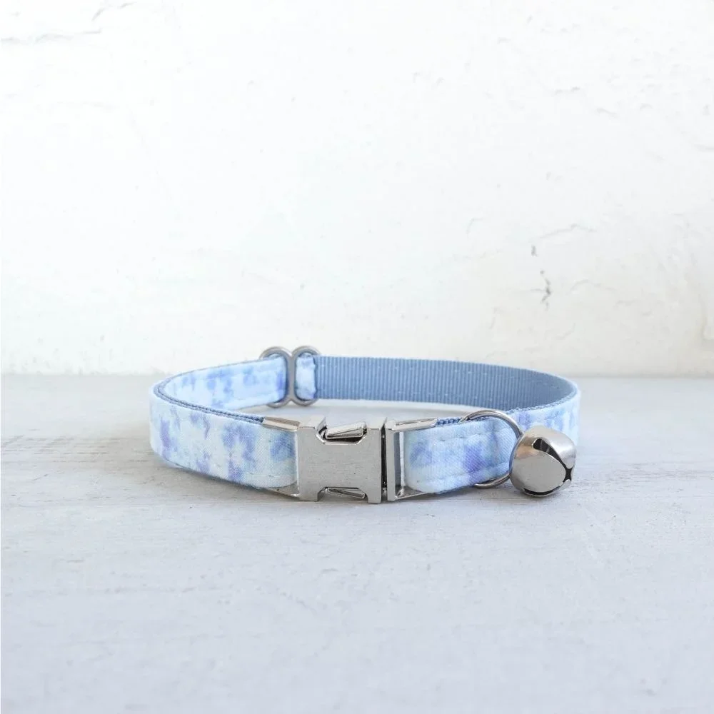 Collar de gato personalizado con grabado gratuito, correa para mascotas a juego, hebilla de Metal de contactos personalizados, Collar pequeño para mascotas de fuego azul - imagen 2