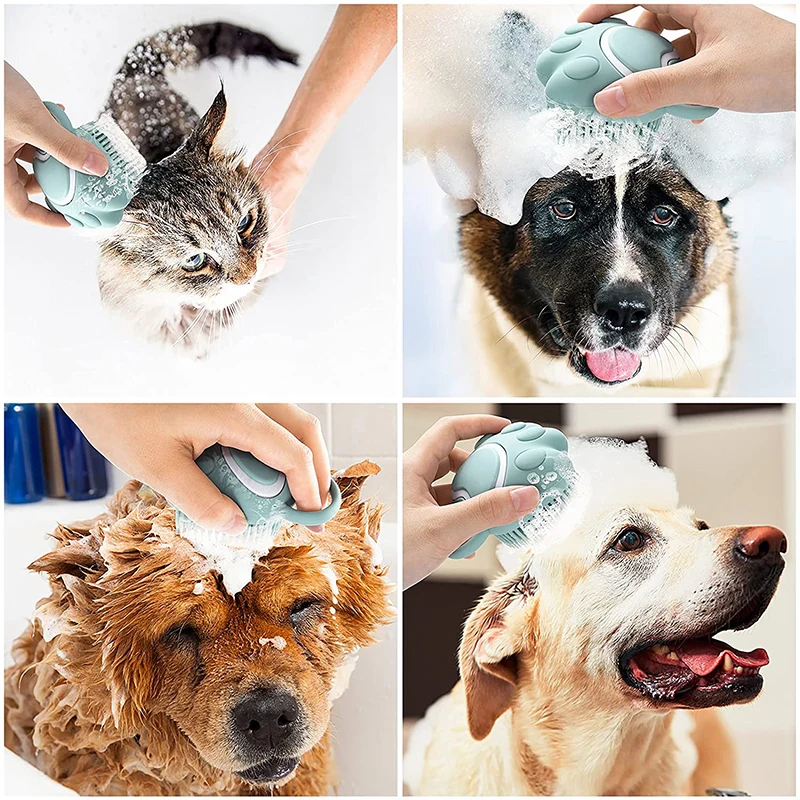 Cepillos de baño de silicona para mascotas, peine de masaje para SPA para perros, gatos, ducha, peines para el cuidado del cabello, cepillos de limpieza para perros, suministros para mascotas de verano - imagen 4