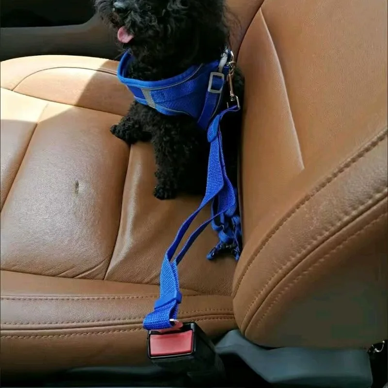 Cinturón de seguridad ajustable para coche para mascotas, arnés de seguridad, Clip de correa de plomo para viajes en vehículos de perros, sujeción segura para mascotas pequeñas y medianas