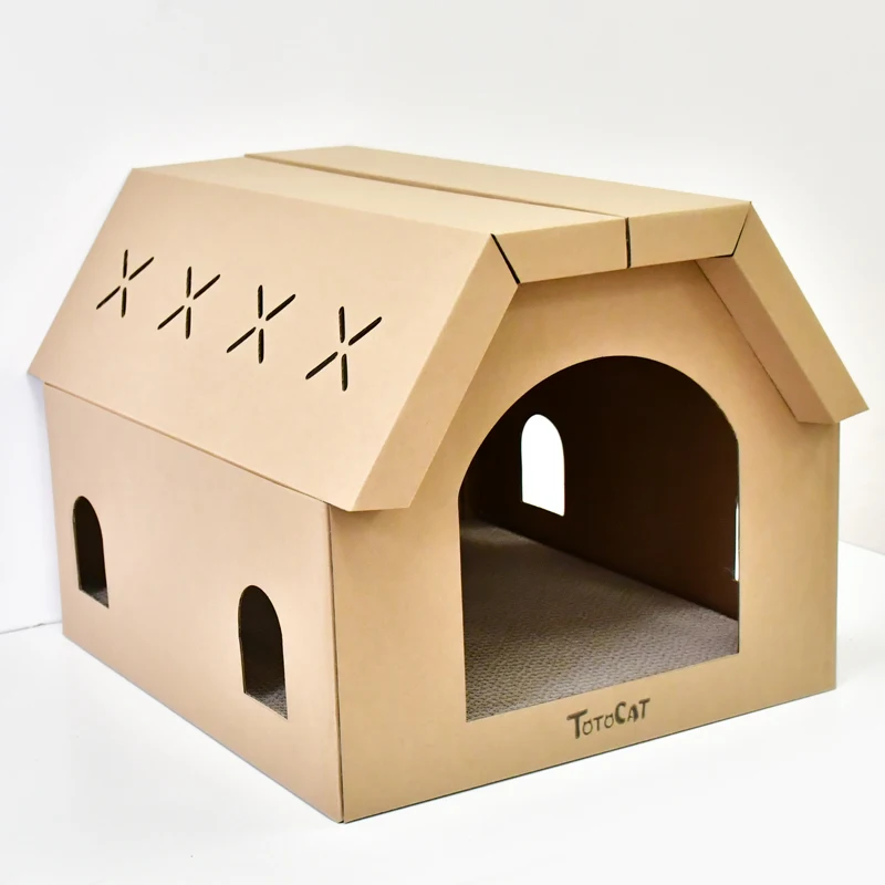 Salón rascador para gatos para interior, juguete rascador de cartón para gatos, casa de papel para gatos con almohadillas para rascar - imagen 5