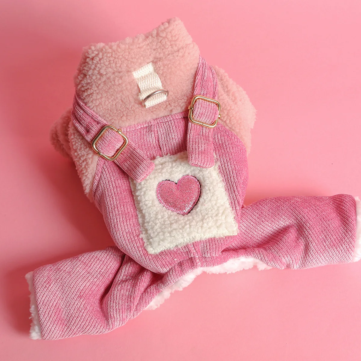 Salón rosa en forma de corazón para mascotas, ropa para gatos, mono en forma de corazón, chaqueta de cuatro patas, ropa para cachorros, otoño e invierno - imagen 5