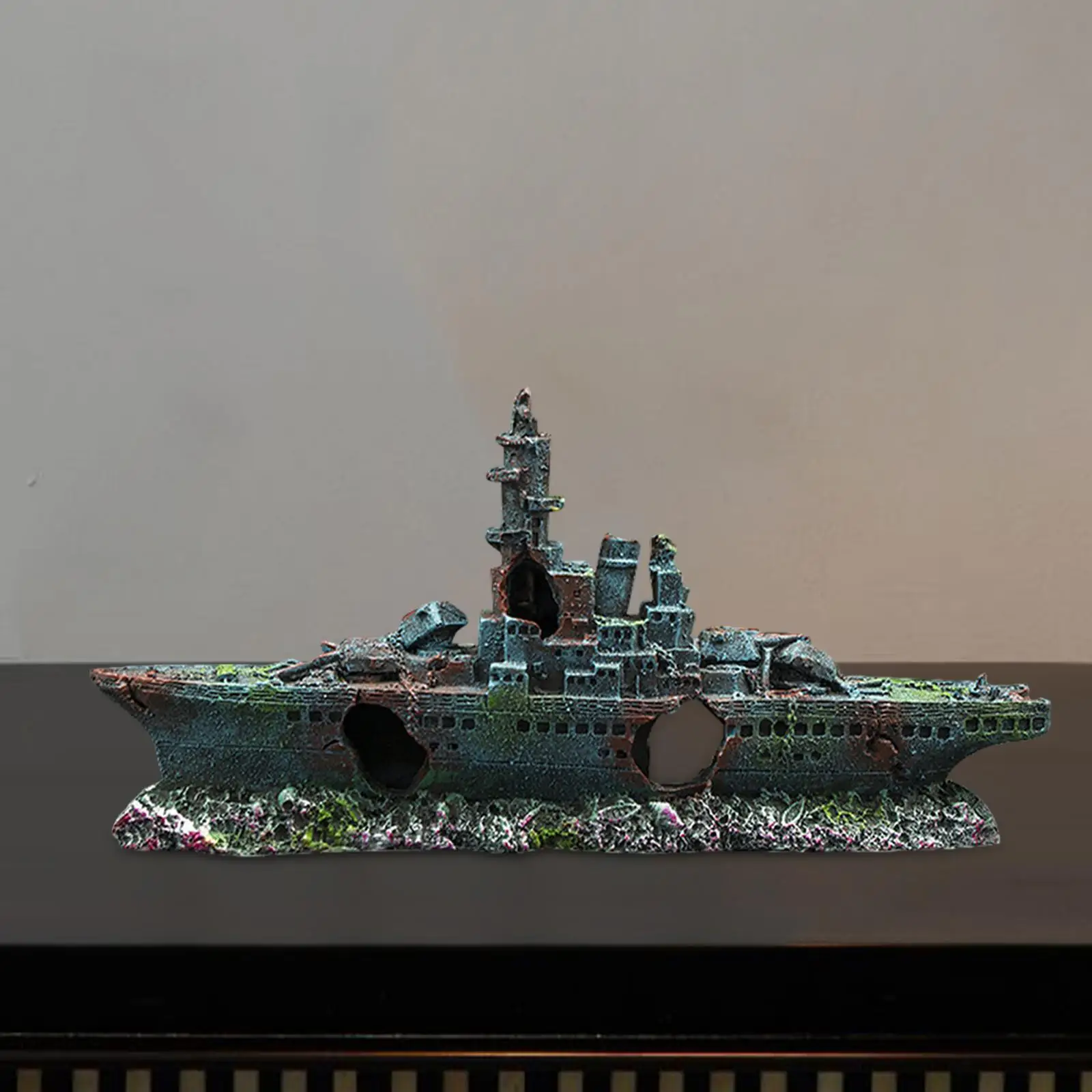 Aquarium Shipwreck Decoration Ship Figurine for Desktop Desk Micro Landscape
