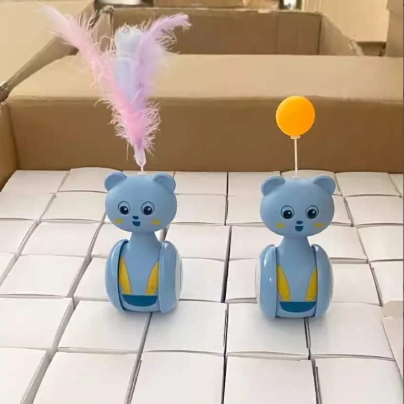 Juguete para gatos con vaso autoequilibrado con bola giratoria y pluma, varita interactiva para juegos, entrenamiento y ejercicio en interiores - imagen 5