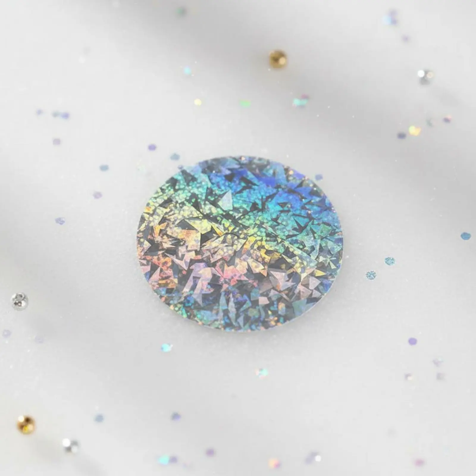 Foil holográfico para pins de mascotas – Disco laminado 75 mm - imagen 4