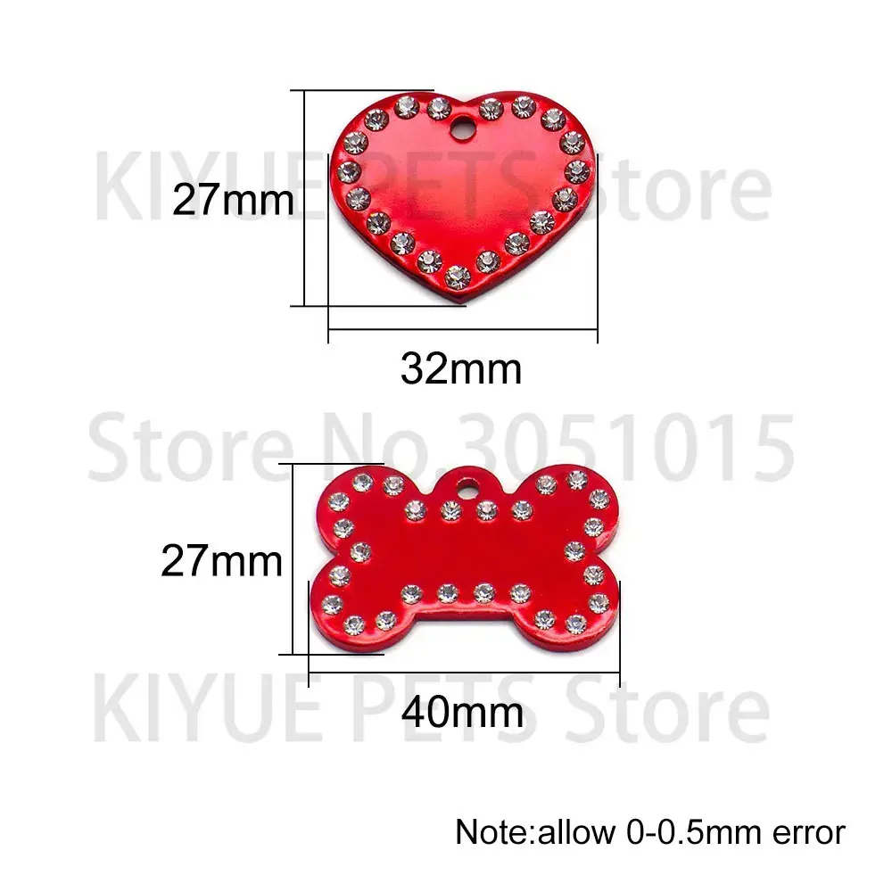 100 Uds venta al por mayor Collar para mascotas identidad con etiqueta de diamante identificación de gato etiqueta de personalidad grabado láser nombre teléfono COLLAR COLGANTE - imagen 2