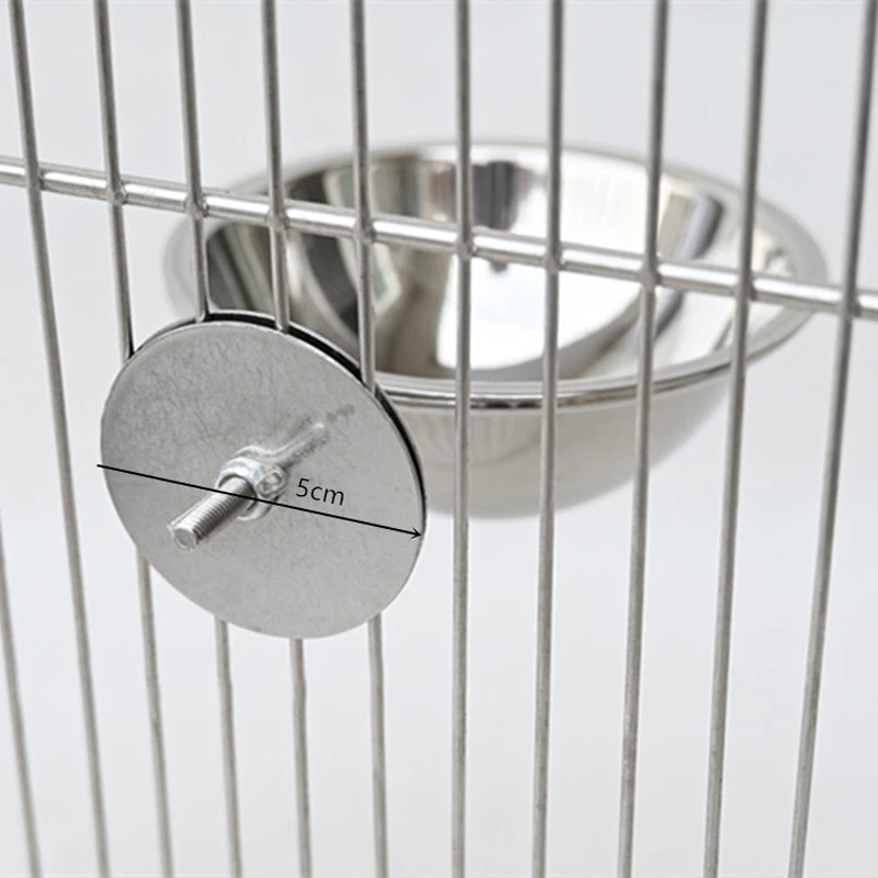 Tazas de alimentación para loros, comedero para pájaros, plato extraíble de acero inoxidable, cuencos de comida con soporte de abrazadera para jaula para animales pequeños, jaula para pájaros - imagen 4