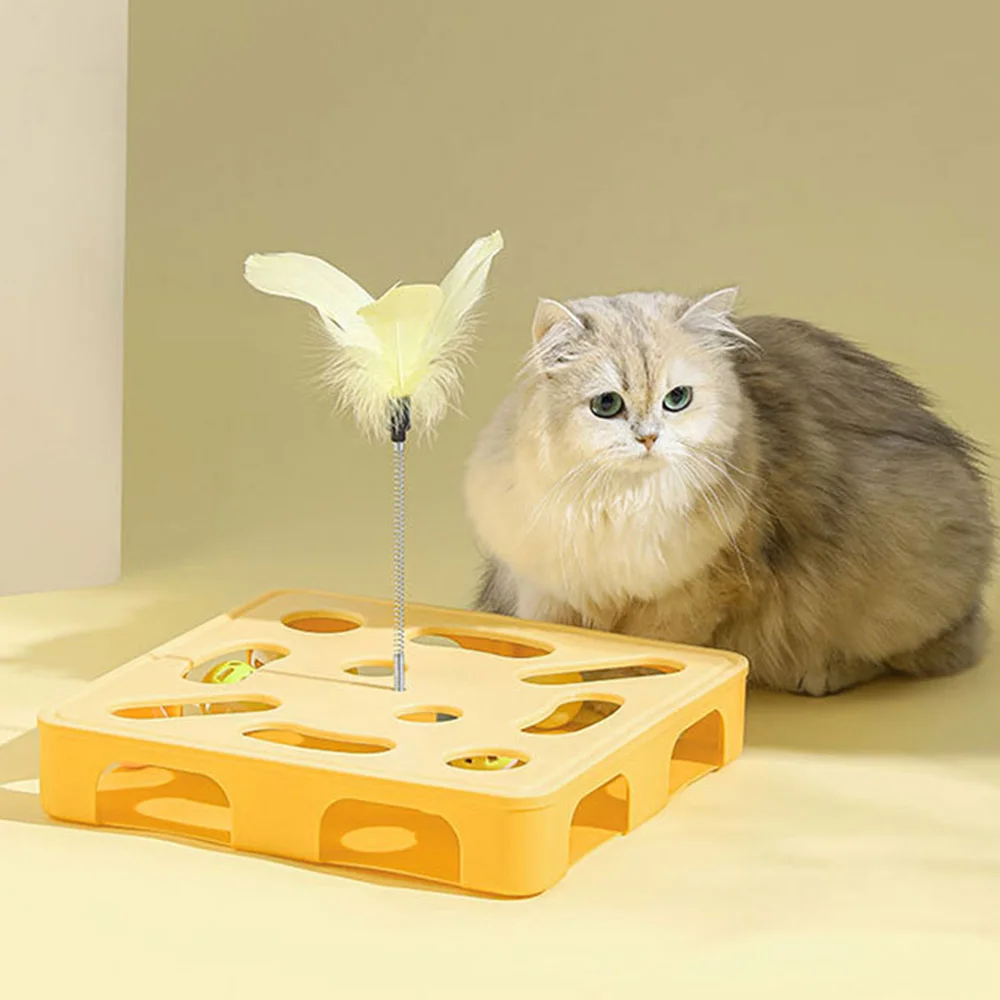 Juguete: Teaser de campana de plumas autopulente: juguete interactivo de rompecabezas para gatitos para aliviar el aburrimiento, juguete para mascotas - imagen 4