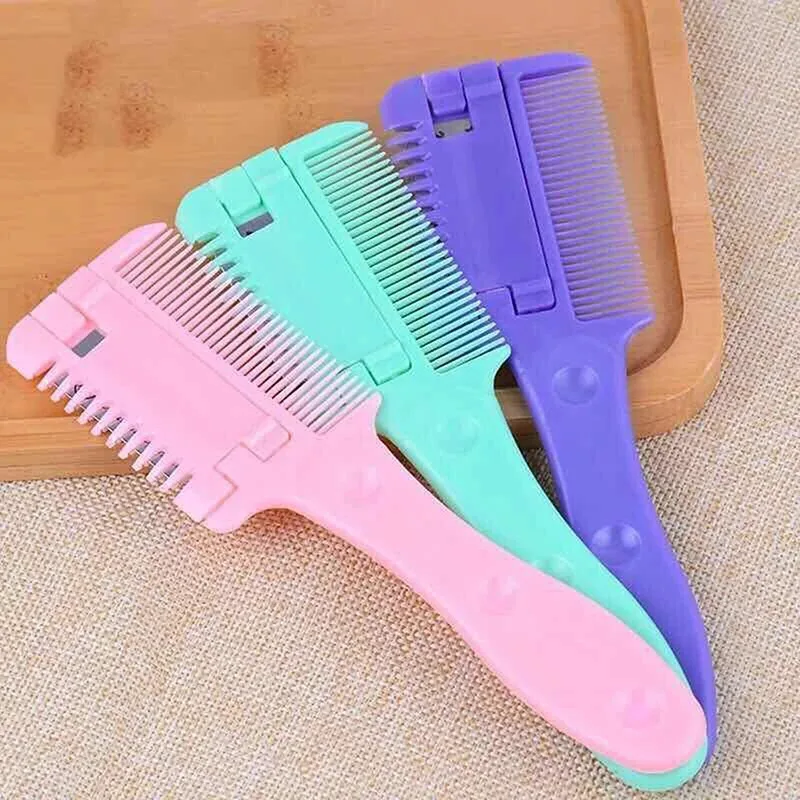 Recortador de pelo 2 en 1, peine de peluquero, cortador de pelo con flequillo para el hogar, cepillo con mango de adelgazamiento con maquinilla de afeitar, herramientas de estilismo desmontables - imagen 3