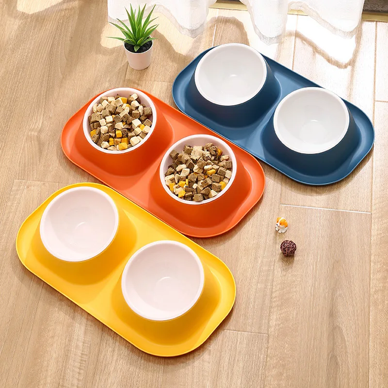 Cuenco doble de acero inoxidable para perros y gatos, contenedor de comida para gatos, Base antideslizante, alimentador de agua para mascotas, cuencos de protección para el cuello, 1 ud. - imagen 4