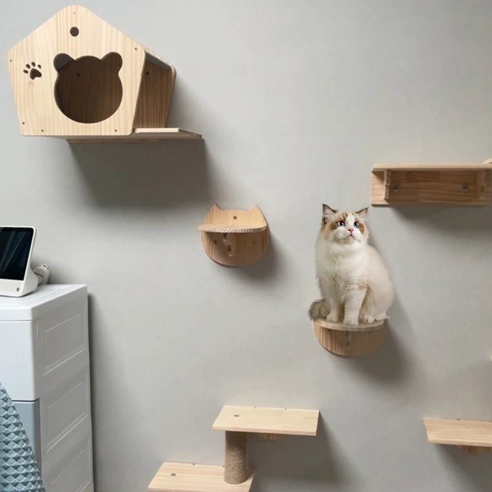 Casa para gatos montada en la pared, cama para gatos, poste para rascar gatos, muebles de interior para gatos adecuados para gatitos para descansar y afilar sus garras - imagen 5