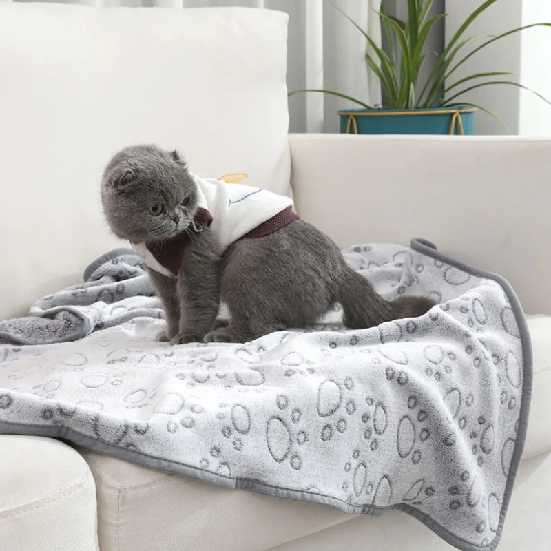Manta de franela premium para mascotas con estampado de patas, manta súper suave y lavable para perros y gatos para sofá, cama, estera para dormir calmante para perros y gatos - imagen 5
