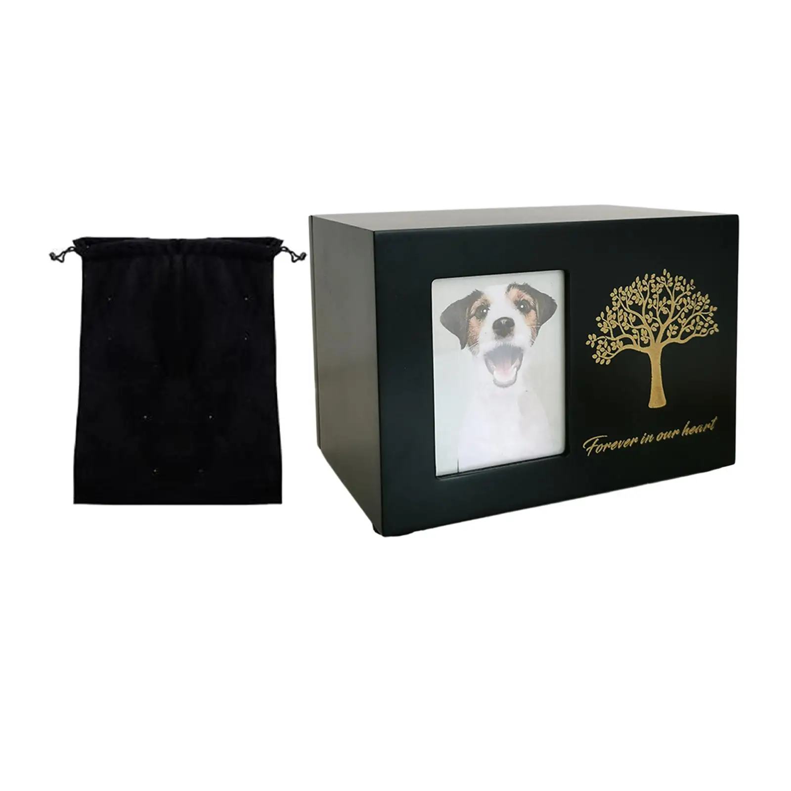 Pet Cremation Urn Commemorative with Photo Frame Wood Cat Ashes Keepsake Box