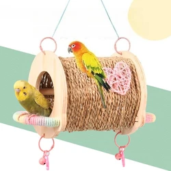 Jaula para loros de madera maciza - colgante y nido para aves